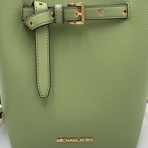 Michael Kors Emilia Small Bucket Bag Messenger Leather Light Sage - Picture 16 of 16